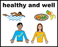 Symbol to show exercise and healthy eating promote good physical health